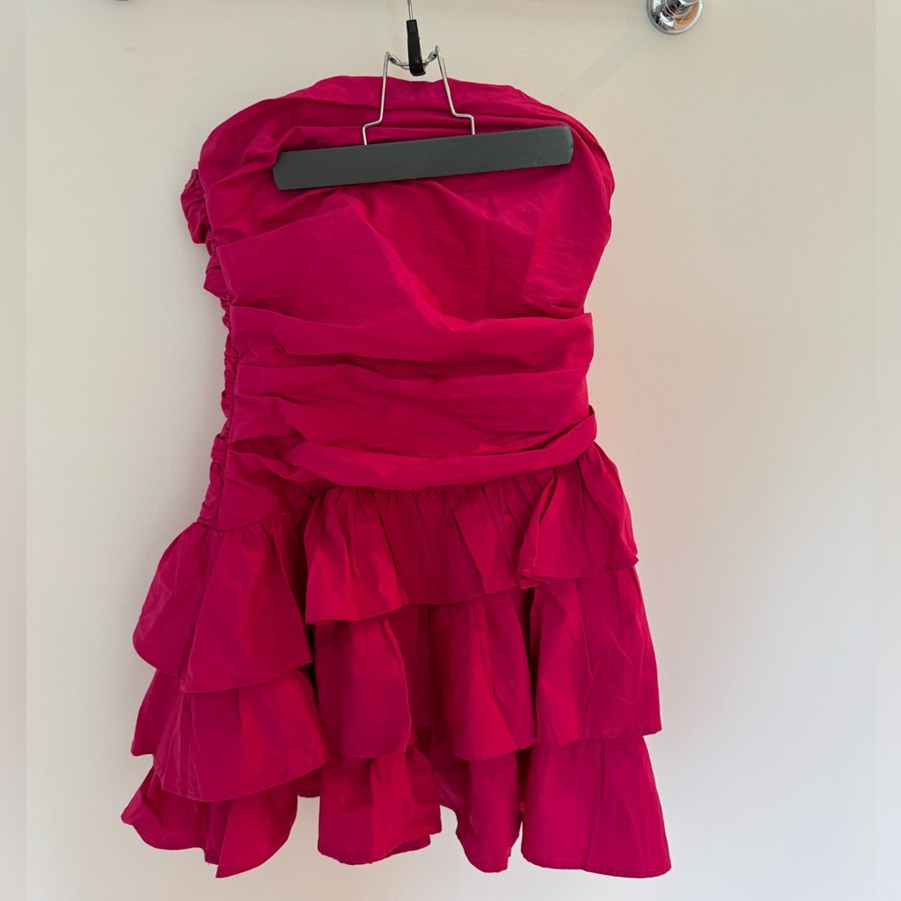 Hello Molly mini hot pink ruffle dress. Size S. Never worn with tags.